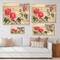 Designart - Three Vintage Peonies Flowers - Traditional Print on Natural Pine Wood